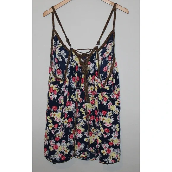 Torrid Lace Back Cami Top Navy Blue Multi-Colored Floral Print Plus Size 5 5X - Picture 7 of 16
